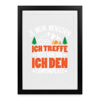 Camping Camper Wohnwagen Wohnmobil Campingplatz - Gerahmtes Poster (27 × 37 cm) - Schwarz - Vorne