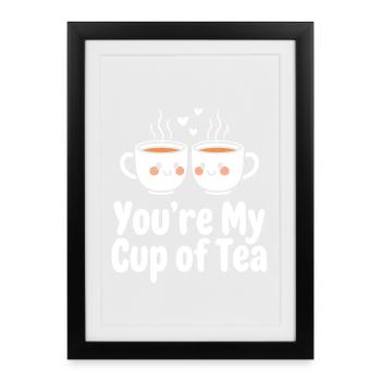 Tu es ma tasse de thé Mignons amis de couple adorables - Affiche encadrée (27 × 37 cm) - noir - Devant