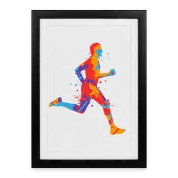 Course de jogging colorée Garçons garçons Coureurs - Affiche encadrée (27 × 37 cm) - noir - Devant