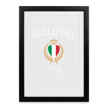 Gallipoli Italien Wappen Krone – Reise Souvenir - Gerahmtes Poster (27 × 37 cm) - Schwarz - Vorne