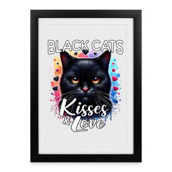 Black Cat Love - Framed poster (27 × 37 cm) - black - Front
