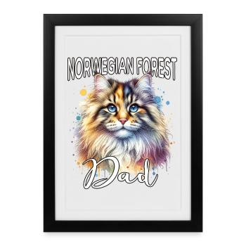 Papa chat de la forêt norvégienne - Affiche encadrée (27 × 37 cm) - noir - Devant