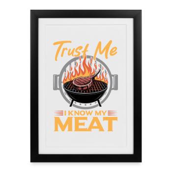 Barbecue grillant de la viande Grillant Barbecue - Affiche encadrée (27 × 37 cm) - noir - Devant