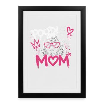 Maman Caniche Graffiti Rose - Affiche encadrée (27 × 37 cm) - noir - Devant