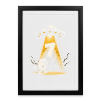 Mème de la lumière OVNI sur le numéro 6 7 - Affiche encadrée (27 × 37 cm) - noir - Devant