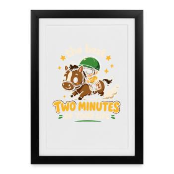 Course de sprint de chevaux de dessins animés - Affiche encadrée (27 × 37 cm) - noir - Devant