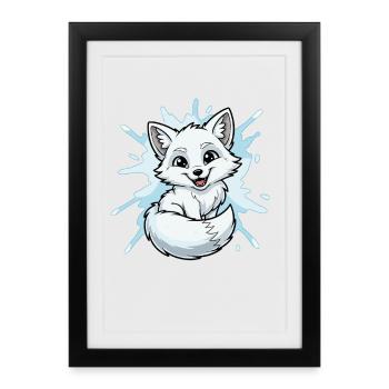 Personnage de Renard Éclaboussure d’Eau - Affiche encadrée (27 × 37 cm) - noir - Devant
