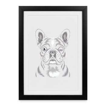 French Bulldog Frenchie - Framed poster (27 × 37 cm) - black - Front