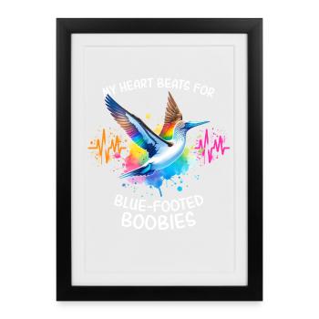 Blue-footed Booby Heartline - Framed poster (27 × 37 cm) - black - Front