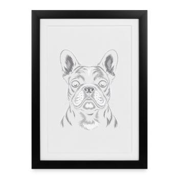Bouledogue français Frenchie - Affiche encadrée (27 × 37 cm) - noir - Devant