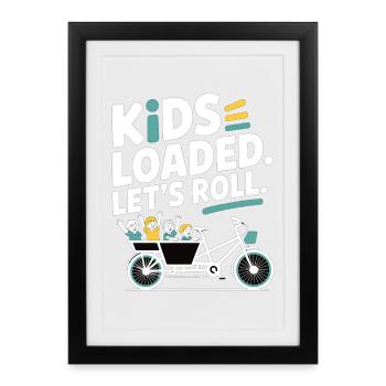 Vélo cargo Kids Loaded - Affiche encadrée (27 × 37 cm) - noir - Devant