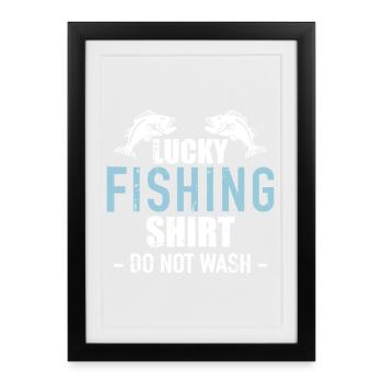 Chemise de pêche porte-bonheur à ne pas laver - Affiche encadrée (27 × 37 cm) - noir - Devant