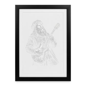 Leonardo Da Vinci joue de la guitare - Affiche encadrée (27 × 37 cm) - noir - Devant