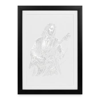Jésus-Christ joue de la guitare - Affiche encadrée (27 × 37 cm) - noir - Devant
