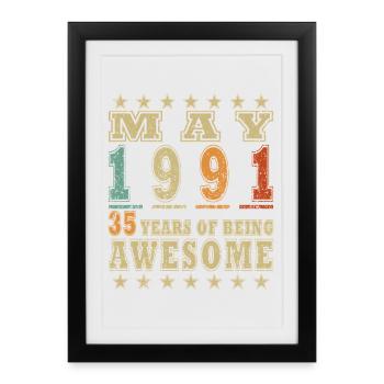 Mai 1991 – 35 ans d’Awesome - Affiche encadrée (27 × 37 cm) - noir - Devant