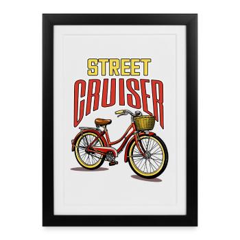 Vélo de rue Cruiser - Affiche encadrée (27 × 37 cm) - noir - Devant
