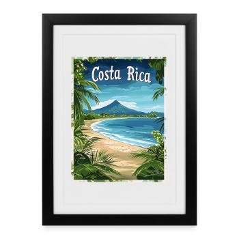 Paysage des plages tropicales du Costa Rica - Affiche encadrée (27 × 37 cm) - noir - Devant