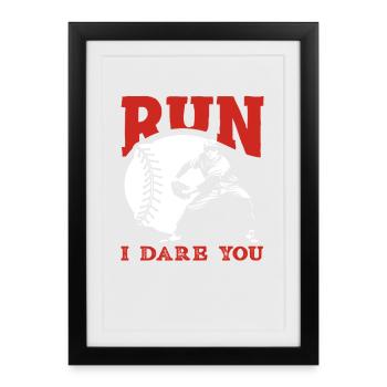 Récit du receveur de baseball de course - Affiche encadrée (27 × 37 cm) - noir - Devant