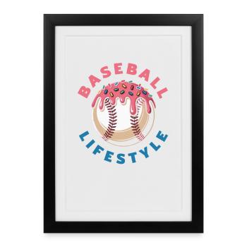 Baseball Lifestyle Donut Ball Funny - Framed poster (27 × 37 cm) - black - Front