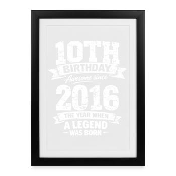 10e anniversaire 2016 Legend Vintage Design - Affiche encadrée (27 × 37 cm) - noir - Devant