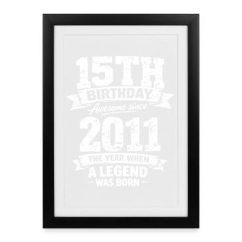 15e anniversaire 2011 Légende Vintage Design - Affiche encadrée (27 × 37 cm) - noir - Devant
