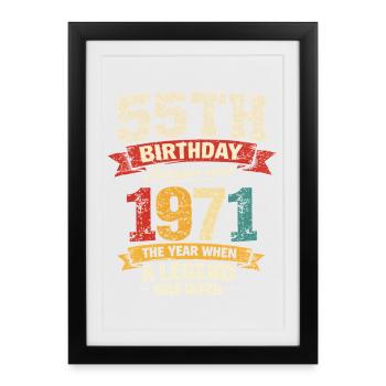 55 Years Anniversary Legend 1971 - Vintage - Framed poster (27 × 37 cm) - black - Front
