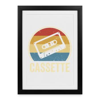 Cassette Retro Vintage 80s 90s Music Mixtape - Framed poster (27 × 37 cm) - black - Front