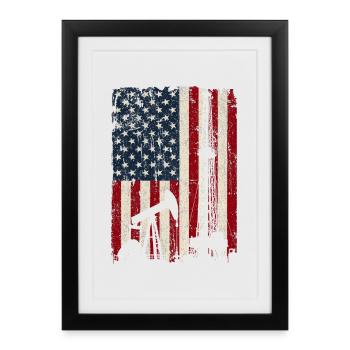 Champ pétrolifère patriotique Drapeau américain Roughneck - Affiche encadrée (27 × 37 cm) - noir - Devant