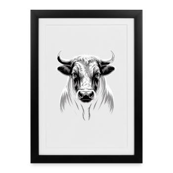 Taureau Taureau - Affiche encadrée (27 × 37 cm) - noir - Devant
