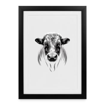 Vache - Affiche encadrée (27 × 37 cm) - noir - Devant