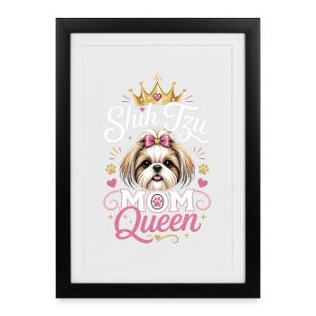 Couronne de Reine de la Maman Shih Tzu - Affiche encadrée (27 × 37 cm) - noir - Devant