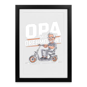Opa Mit Drehmoment Fahrrad Senioren - Gerahmtes Poster (27 × 37 cm) - Schwarz - Vorne