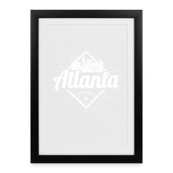 Atlanta, Géorgie, États-Unis, États-Unis, Souevnir - Affiche encadrée (27 × 37 cm) - noir - Devant
