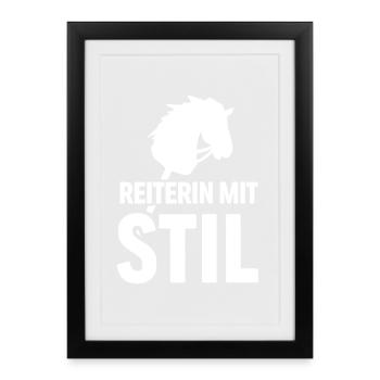 Hobby Horse - Reitsport - Reiterin mit Stil - Gerahmtes Poster (27 × 37 cm) - Schwarz - Vorne