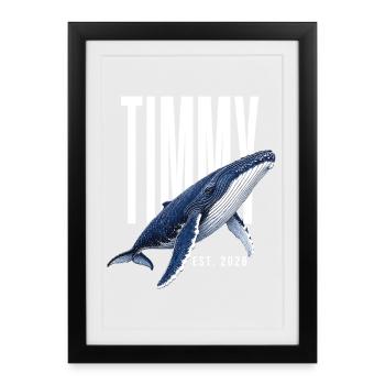 T-shirt baleine à bosse Timmy Whale Est 2026 - Affiche encadrée (27 × 37 cm) - noir - Devant