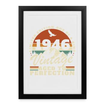 1946 Vintage Rétro Cadeau D'anniversaire - Affiche encadrée (27 × 37 cm) - noir - Devant