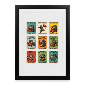 Tampons Bébé Singe Punch - Affiche encadrée (27 × 37 cm) - noir - Devant