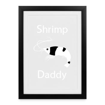 Shrimp Daddy Minimalist Graphic - Framed poster (27 × 37 cm) - black - Front