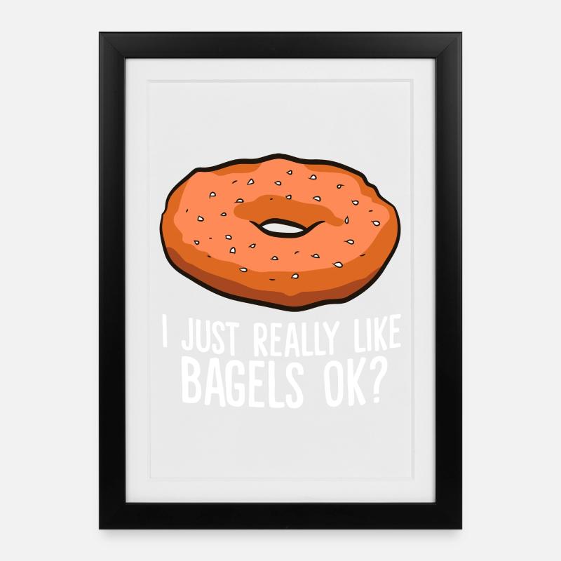 Bagel Humor Cartoon Tee - Framed poster (27 × 37 cm) - black