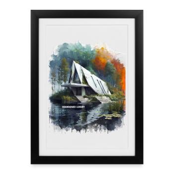 ABANDONED LUXURY - Modern A-Frame Ruins Sketch - Framed poster (27 × 37 cm) - black - Front