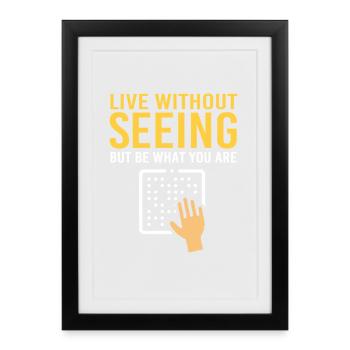 Blindenschrift Braille Blind - Affiche encadrée (27 × 37 cm) - noir - Devant