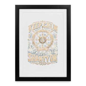 Chœur de bidons Chansons de mer Restez calmes et continuez - Affiche encadrée (27 × 37 cm) - noir - Devant