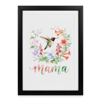 Ruby Throated Hummingbird Mama Mom - Framed poster (27 × 37 cm) - black - Front