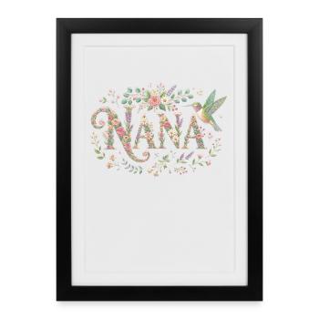 Ruby Throated Hummingbird Nana Grandma - Framed poster (27 × 37 cm) - black - Front