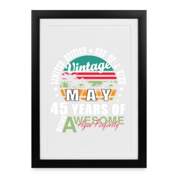 Vintage 45 Years – Aged Perfectly - Framed poster (27 × 37 cm) - black - Front