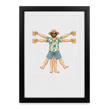 Bière Vitruvian Man - Affiche encadrée (27 × 37 cm) - noir - Devant