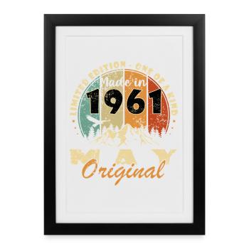 1961 Fabriqué en mai Original - Affiche encadrée (27 × 37 cm) - noir - Devant