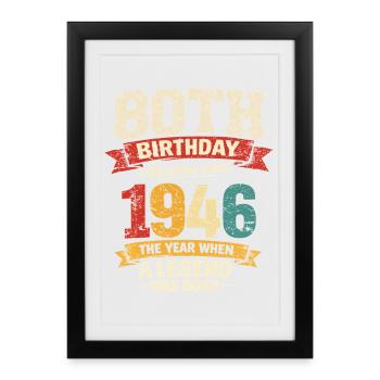 80 Years Anniversary Legend 1946 - Vintage - Framed poster (27 × 37 cm) - black - Front