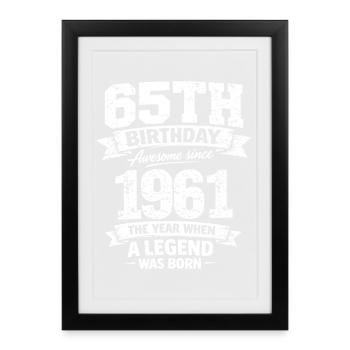 65th Birthday 1961 Legend Vintage Design - Framed poster (27 × 37 cm) - black - Front
