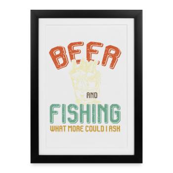 Beer & Fishing Men's Saying - Framed poster (27 × 37 cm) - black - Front